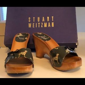 Stuart Weitzman wooden slide.